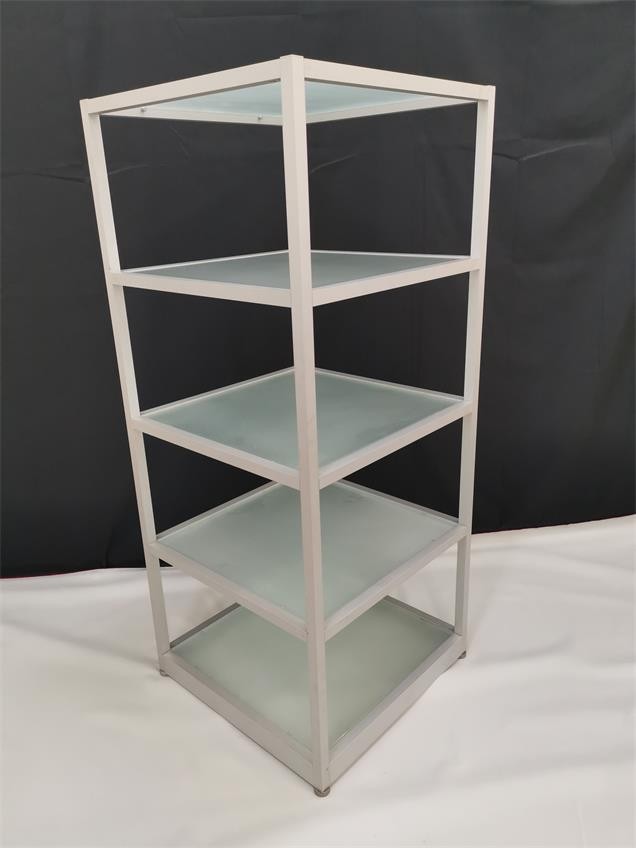 Display rack with frosted glass panels